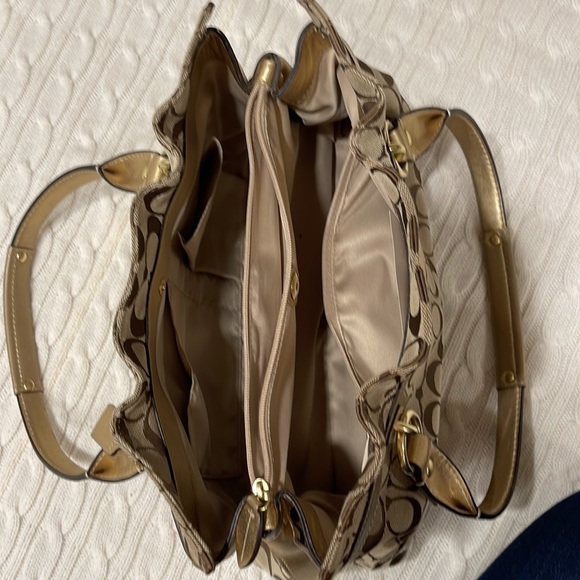 Coach Purse Signature Print/Gold - Picture 3 of 8